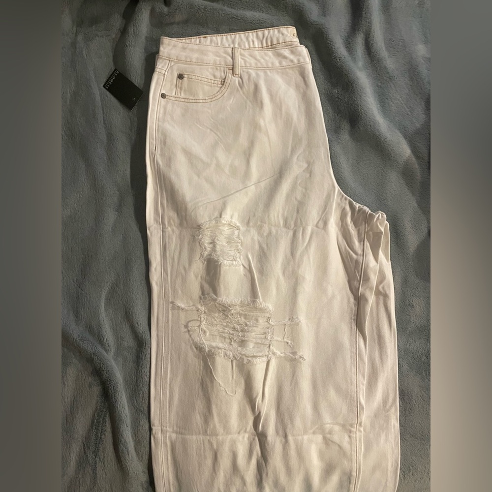 Eloquii white distressed jeans